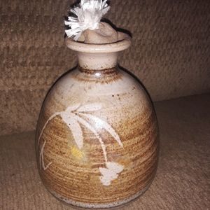 New/Unused Stoneware Signed Oil Lamp